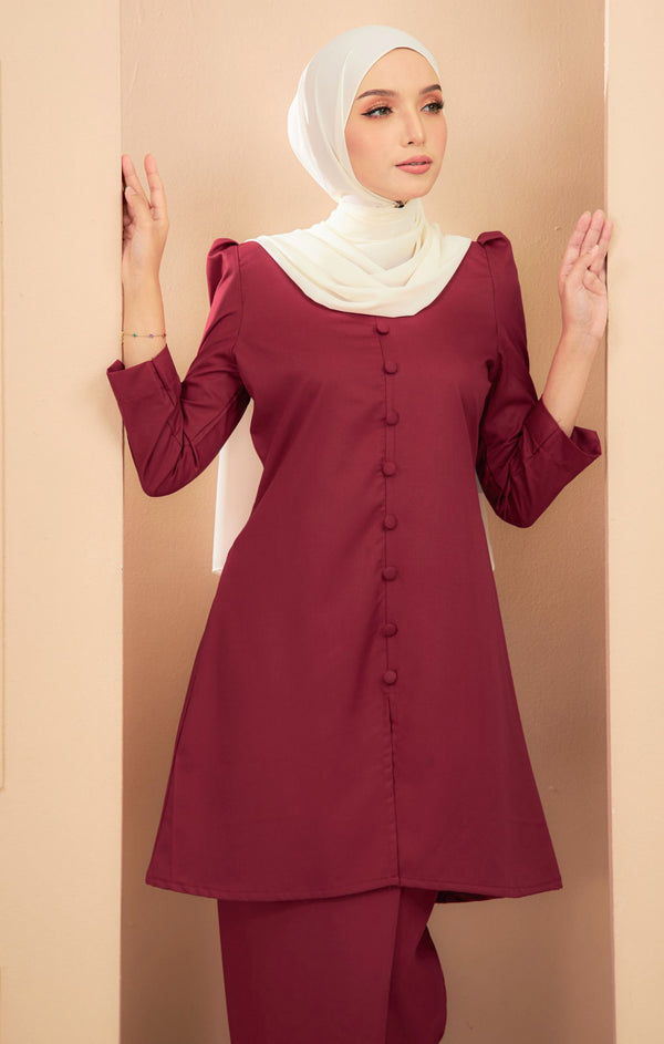 baju kurung riau modern maroon